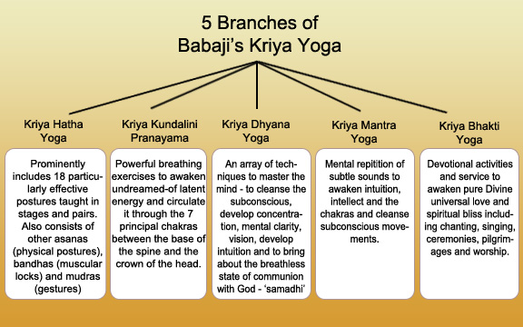 5 Branches of Babaji's Kriya Yoga