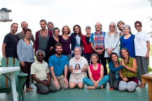 At the Quebec ashram, 16 students with 4 teachers at the Kriya Hatha Yoga Teacher Training program June 30 to 
              July 14, 2016